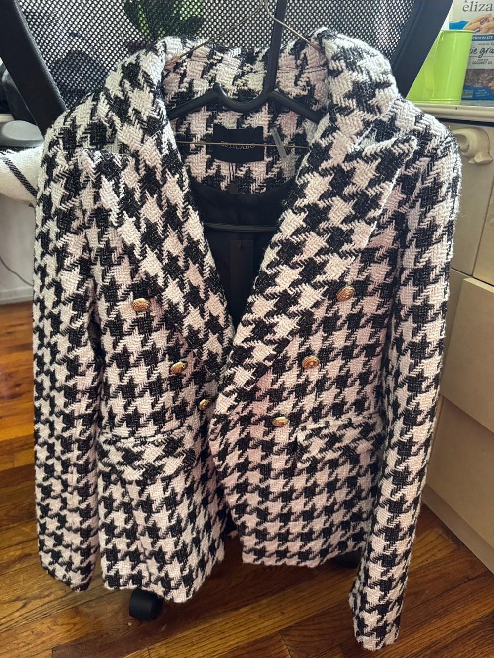 Dolce Cabo Black & White Houndstooth Double-Breasted Blazer